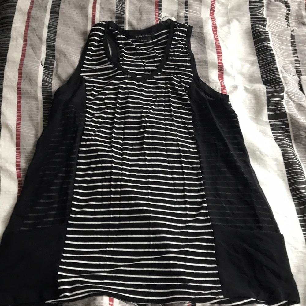 Black and white tank top with mesh sides